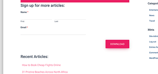 Após a visualização dos widgets da postagem