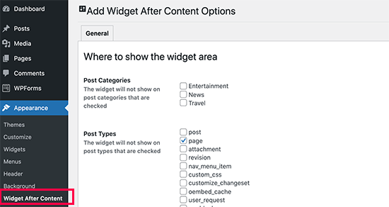 Widget após as configurações de conteúdo