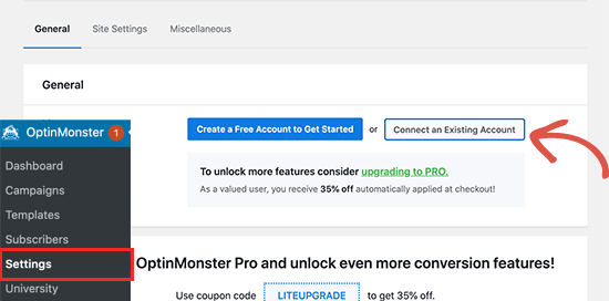 Conectar conta OptinMonster ao WordPress