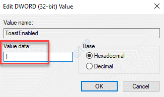 Editar Dword (32 bits) Valor Valor Dados 1 Ok