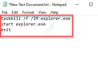Novo documento de texto Colar Taskkill Text