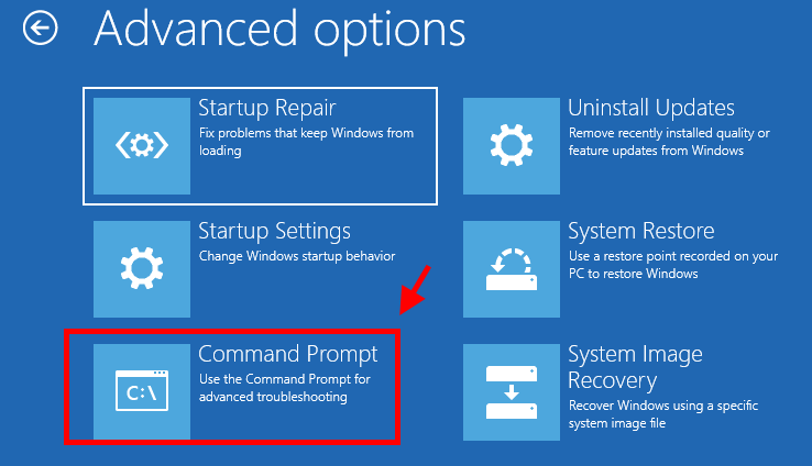 Command Prompt Advanced Options