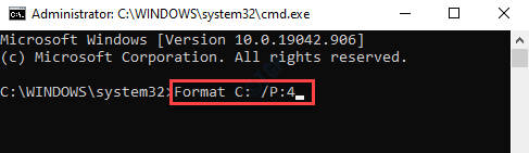 Command Prompt (admin) Run Format Command Enter