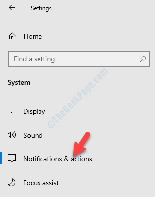 Configurações Notificações e ações do sistema