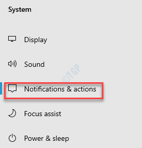 Configurações Notificações e ações do sistema