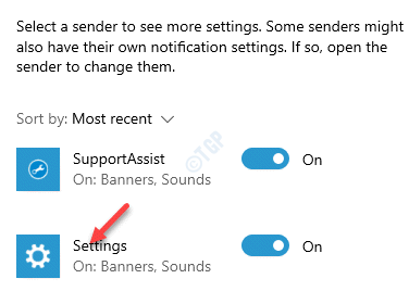 Obter notificações dessas configurações de aplicativos