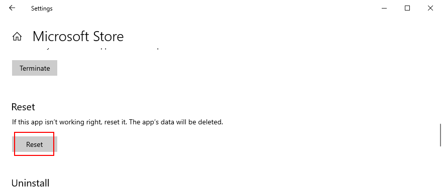 O Windows 10 mostra como redefinir a Microsoft Store