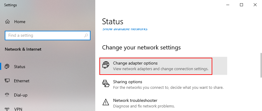 Windows 10 mostra como alterar as opções do adaptador