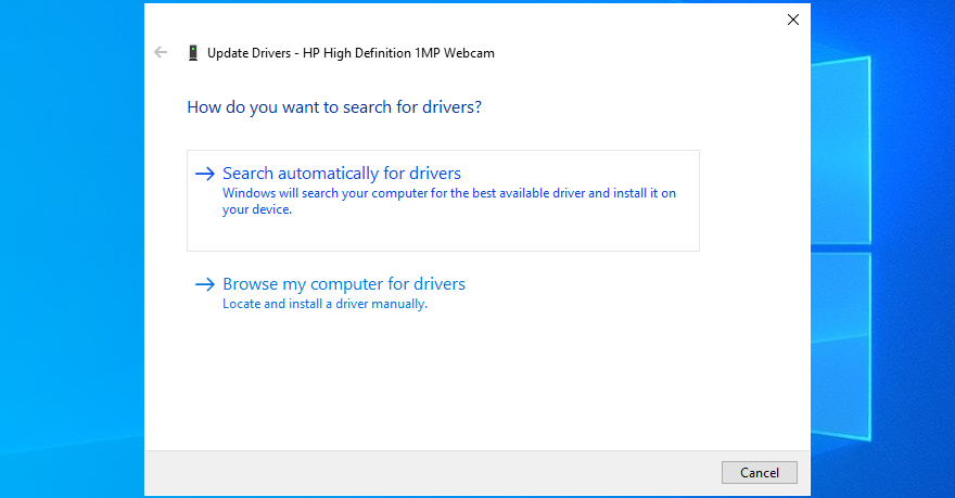 Windows mostra como pesquisar drivers de câmera automaticamente