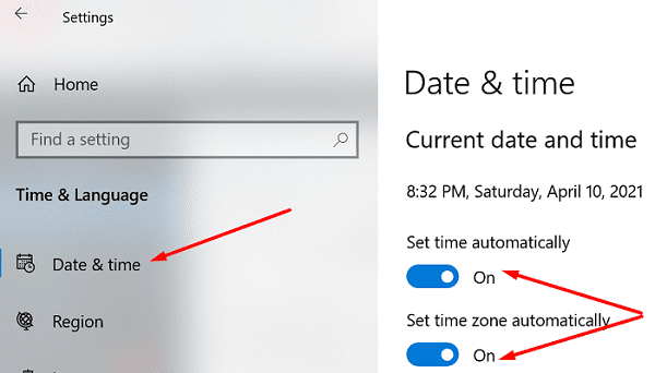 windows 10 definir hora e fuso horário automaticamente