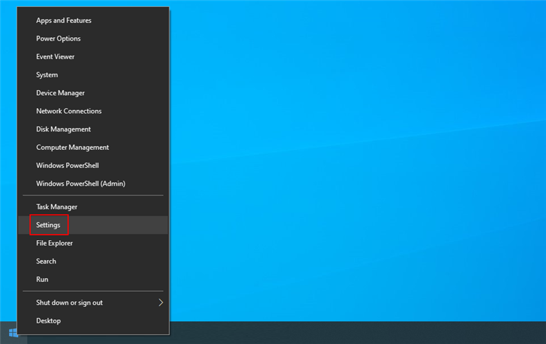 O Windows 10 mostra como acessar as configurações a partir do menu Iniciar do botão direito