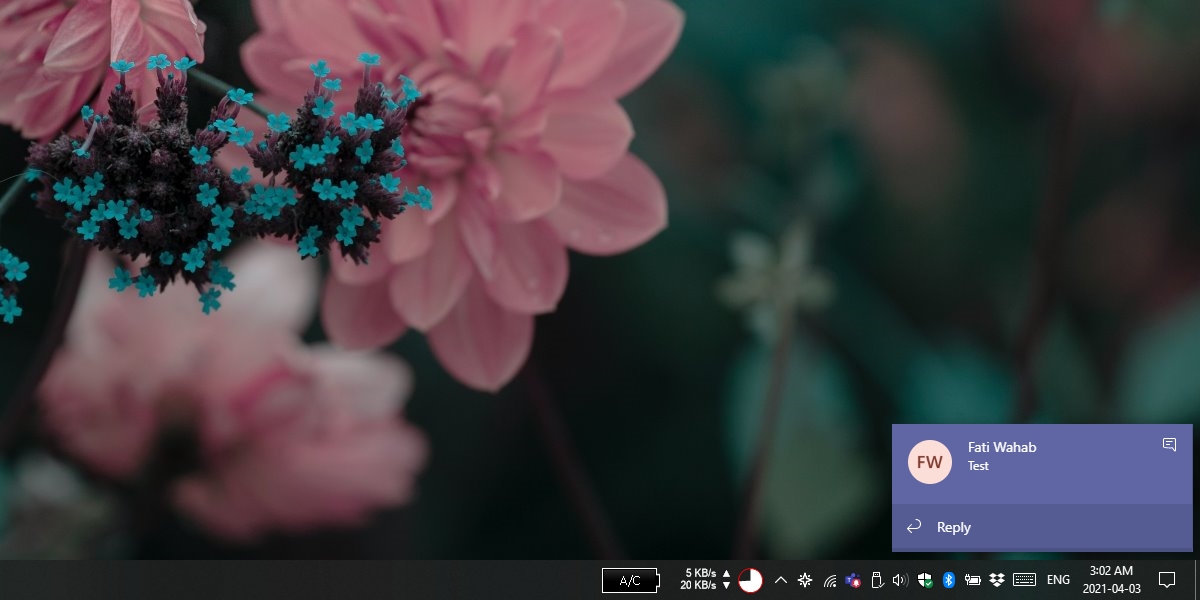 Notificações do Microsoft Teams