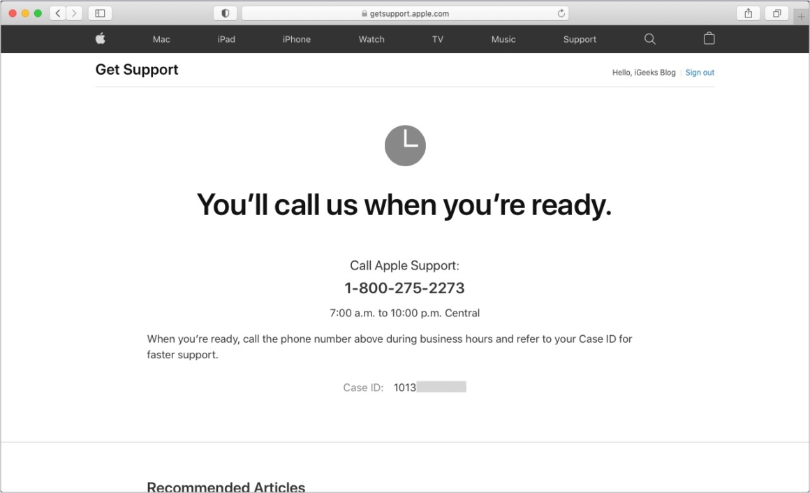 Apple support iphone