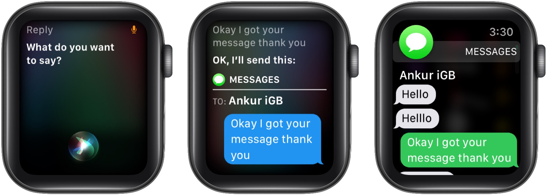 Como responder a uma mensagem recebida usando o Siri on Apple Watch