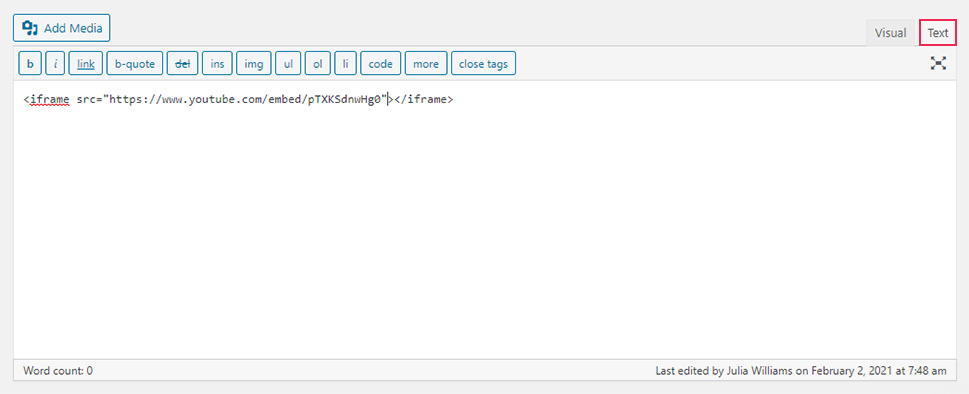 Colar editor de texto iframe