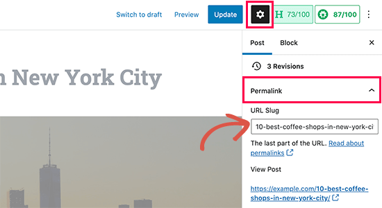Alterar slug de URL para sua postagem ou página Alterar slug de URL para sua postagem ou página