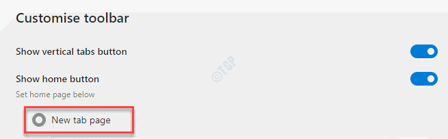 Configurações do Edge Personalizar a barra de ferramentas Mostrar o botão inicial Página de nova guia