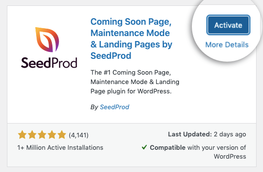 ativar o plugin seedprod