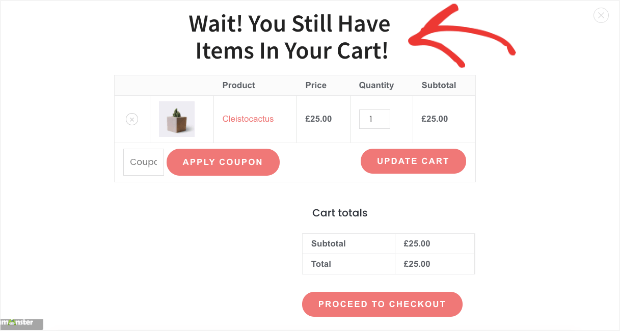 pop-up de intenção de saída para woocommerce