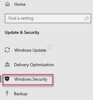 Configurações, atualização e segurança Windows Security