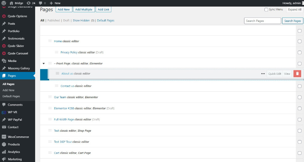 Como gerenciar páginas do WordPress com páginas aninhadas