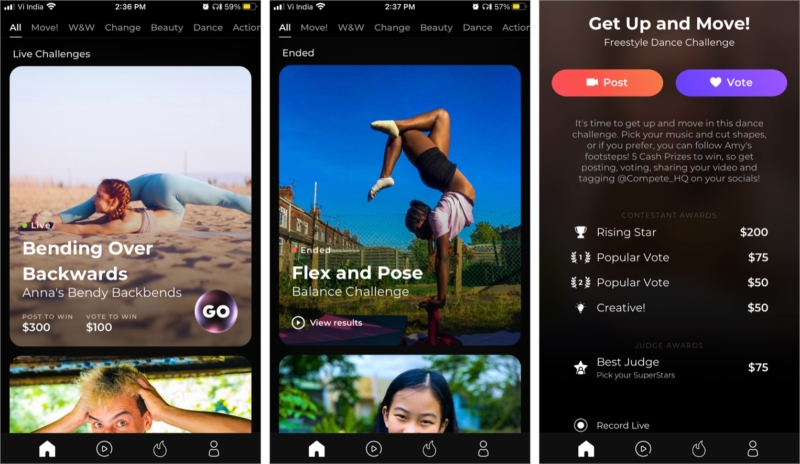 Monetize seus vídeos ou votos com Compete app