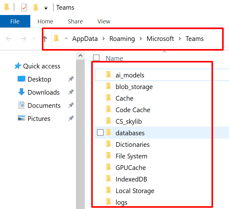 microsoft teams roaming folder