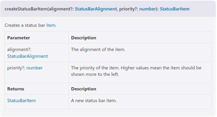 Create Status Bar Item