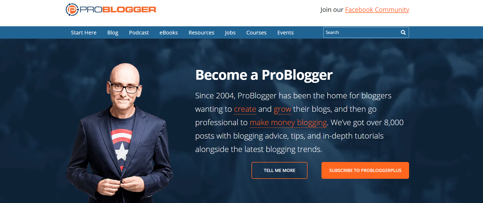 A página inicial do ProBlogger.