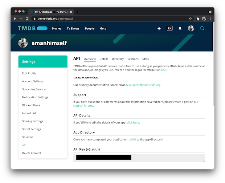 The Movie Database API Homep idade