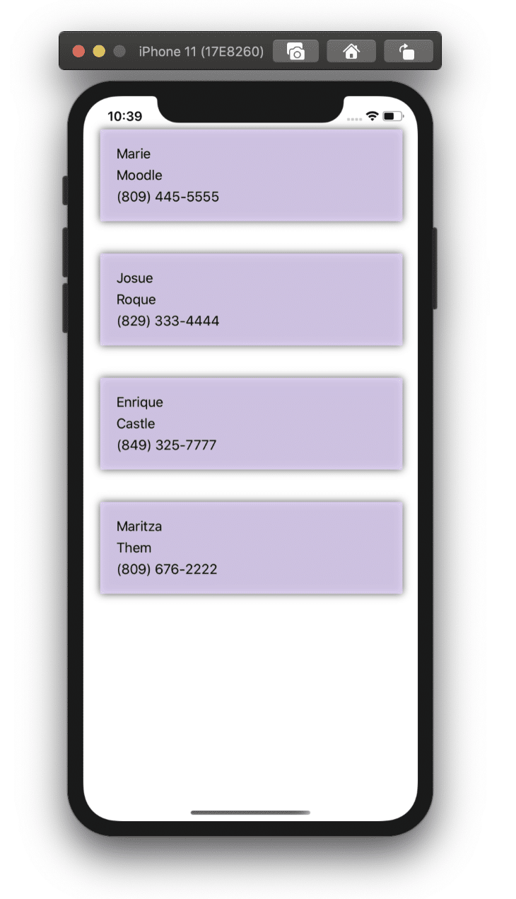 CollectionView Preview no telefone