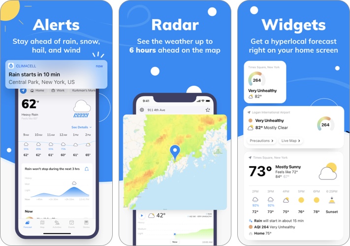 Captura de tela do aplicativo Weather by Tomorrow para iPhone e iPad