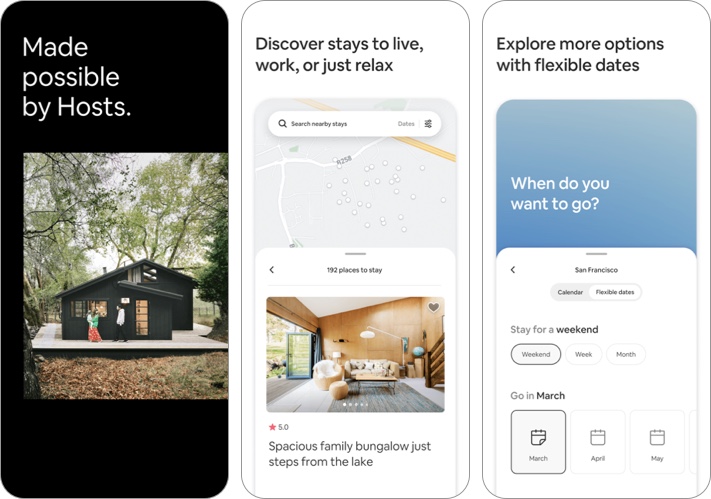 iPhone do Airbnb e captura de tela do aplicativo iPad