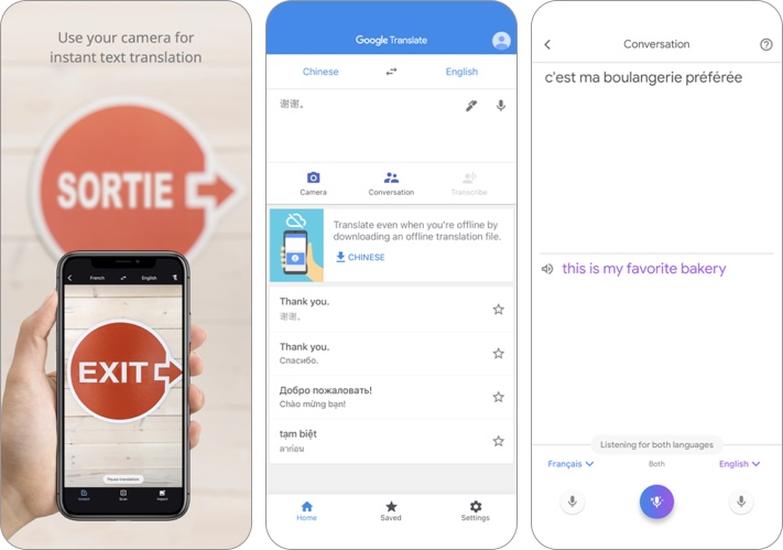 Google Translate iPhone e captura de tela do aplicativo iPad