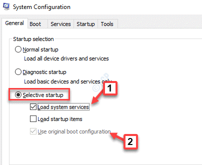 Configuração do Sistema Geral Inicialização seletiva Verificar Carregar Itens de Inicialização Desmarcar Carregar Serviços do Sistema Usar Original Verificação da configuração de inicialização