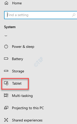 Configurações do sistema Tablet