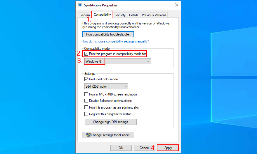 O Windows mostra como executar o Spotify em modo de compatibilidade