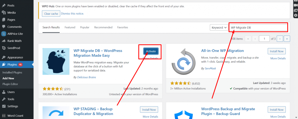 Os 10 melhores plug-ins de migração do WordPress: análise detalhada e comentários 12 Screenshot 6 1 Os 10 melhores plug-ins de migração para WordPress: análise detalhada e comentários