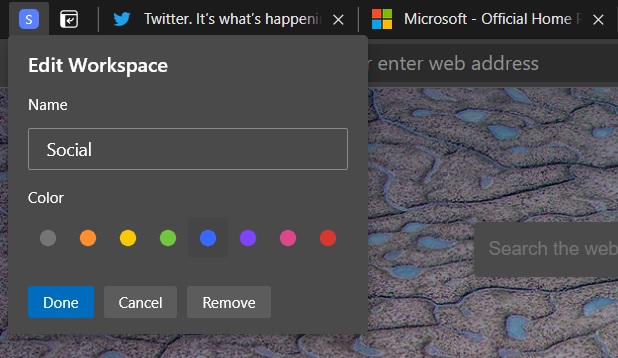 Editar espaço de trabalho
