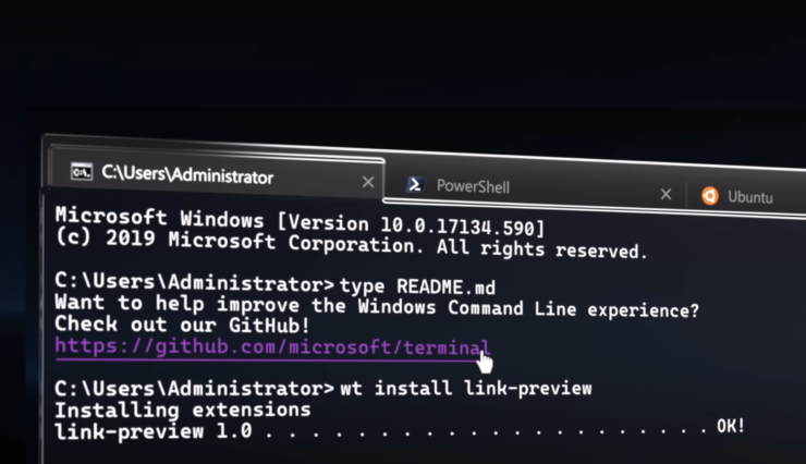 Microsoft windows tabbed terminal