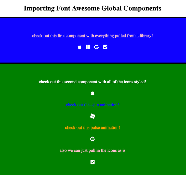 Font Awesome Glob al Component Import