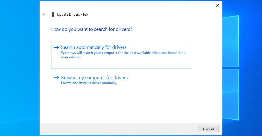 O Windows 10 mostra como pesquisar automaticamente software de driver de impressora atualizado