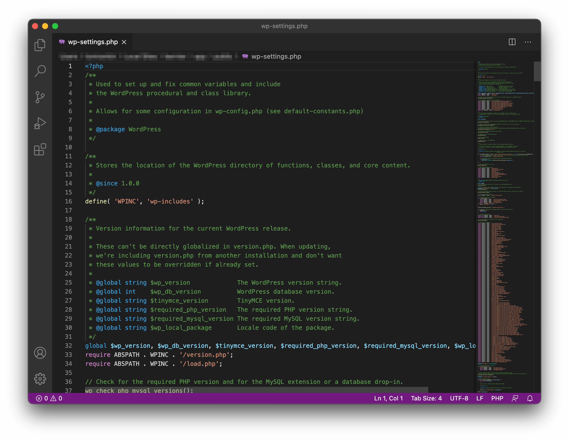 O editor de texto do Visual Studio Code.