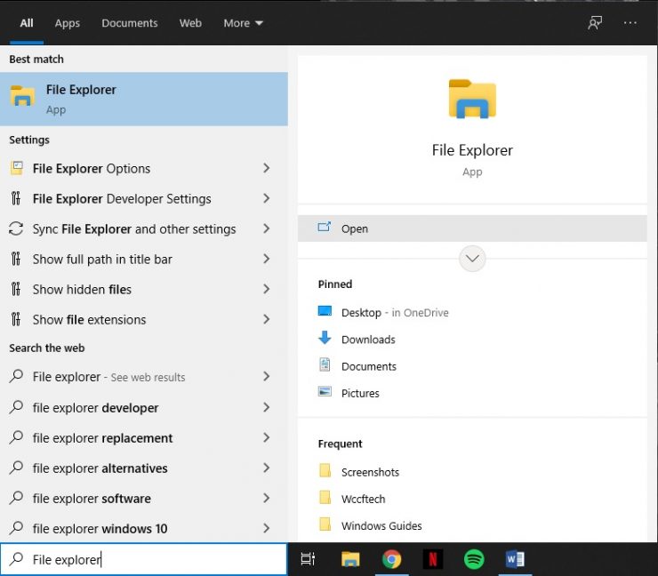 Windows 10 File Explorer