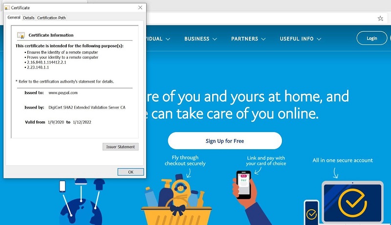 Certificado SSL EV emitido por DigiCert