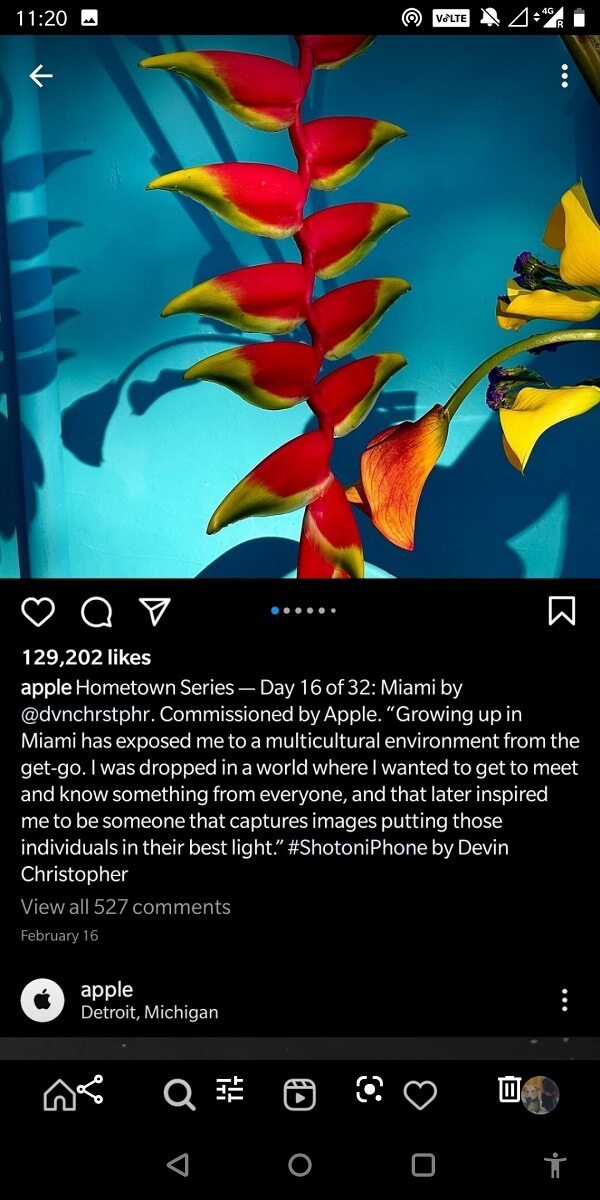 Em seguida, tire uma captura de tela do texto da imagem que deseja copiar. | Como copiar comentários e biografia das legendas do Instagram