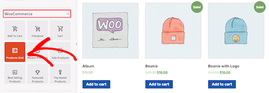 Selecione os produtos WooCommerce grade