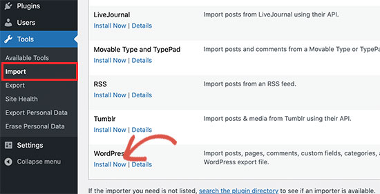 Importar WordPress