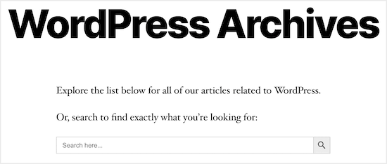 Exemplo de pesquisa de categoria de arquivo WordPress
