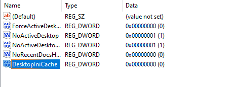 Renomeie o valor como DesktopIniCache